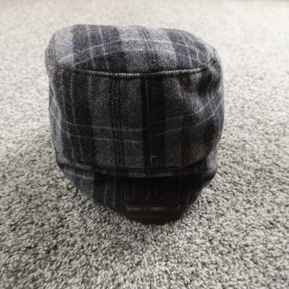 VTG Gap Hat Cap Fitted L Gray Plaid Wool Army Ear Flap Winter 1969 Y2K 00s‎ Mens